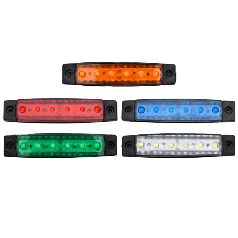 Caminhão Trailer Side Marker Indicadores, Clearance Light, Freio do carro, Destaque traseiro, Luz traseira, Lâmpada de sinal de advertência, 6LED, 12V, 24V, 1Pc