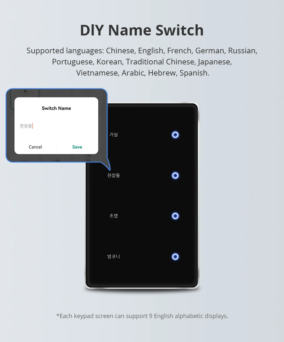 Zemismart Zigbee DIY Namensschalter US Black Touch Panel Smart Display Bildschirm Lichtschalter Funktioniert mit der Tuya Smart Life App – Detail 5