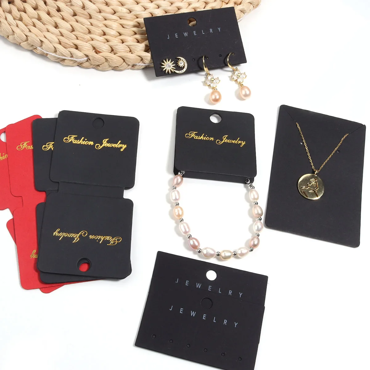 

20-50pcs Black Jewelry Packaging Printing Card Suitable for Necklace Bracelet Earring Foldable Hard Card DIY Jewelry Accessories