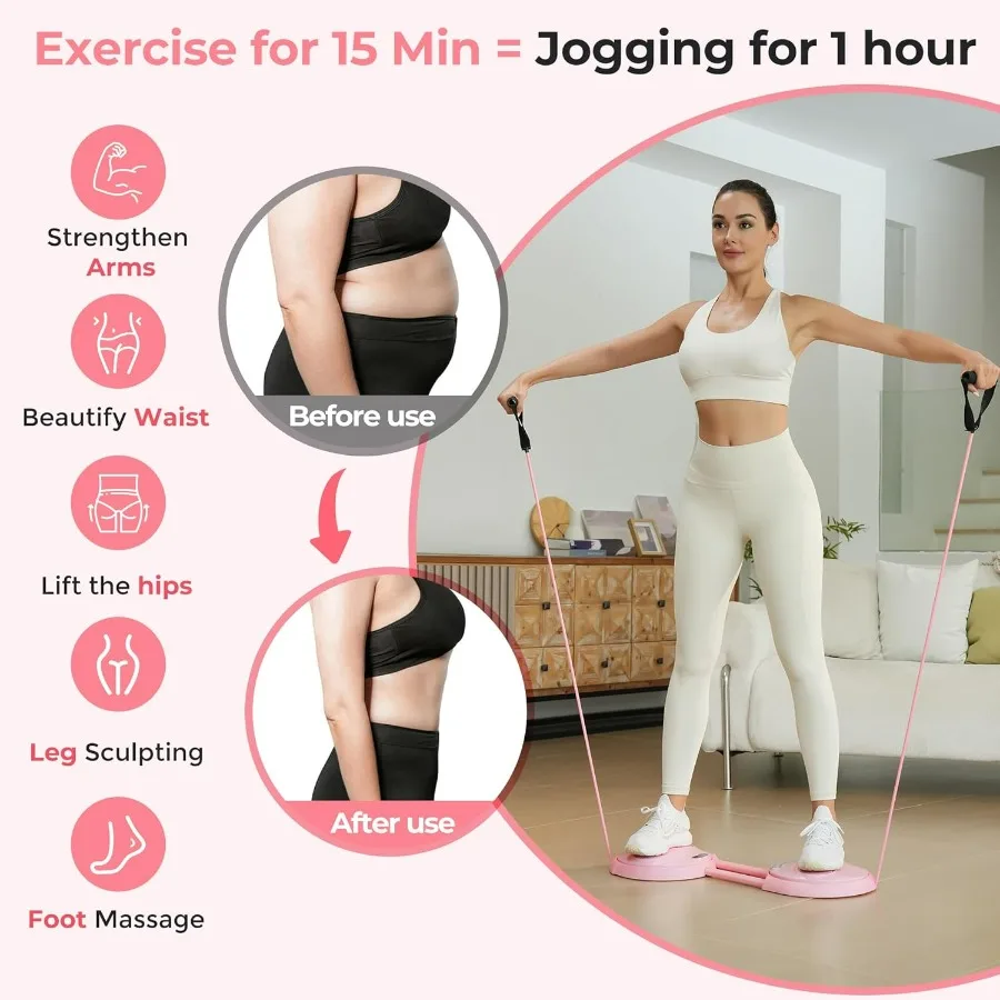 آلة لف الخصر ممارسة Ab Twister Board MAX 300LBS عد ذكي وقت السعرات الحرارية مع 2 أشرطة مقاومة 3 Adj #2