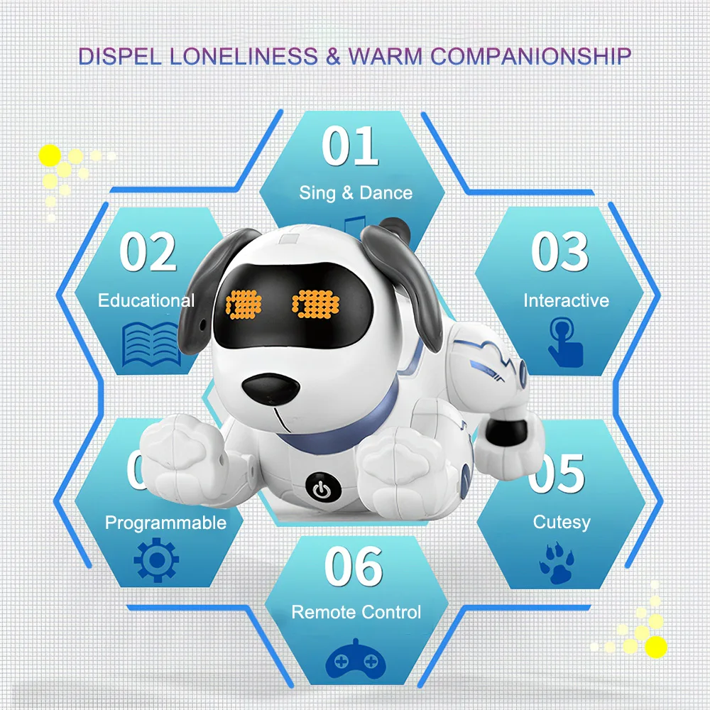 LE NENG TOYS Electronic Pets Robot Dog Stunt Dog Voice Command Programmable Touch-sense Music Song Toy for Kids Christmas Gift