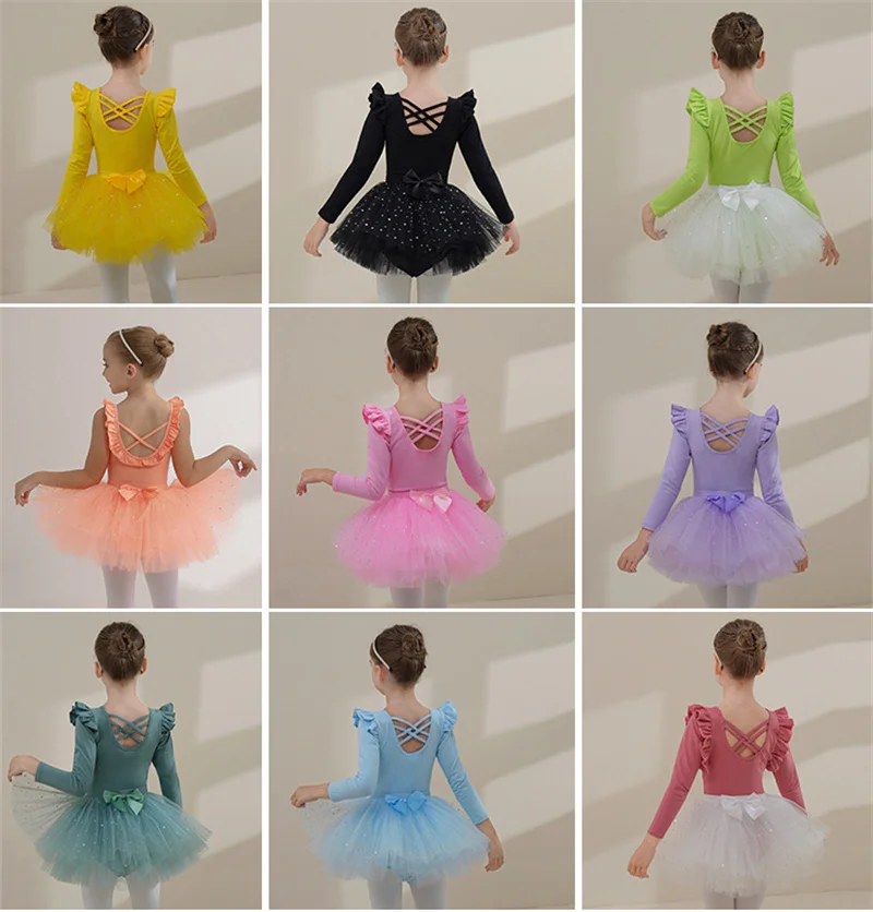 Kids Princess Ballet Sequin Tulle Dance Skirt Flower Girl Dress Children First Communion Dress Ball Gown Wedding Party Dress