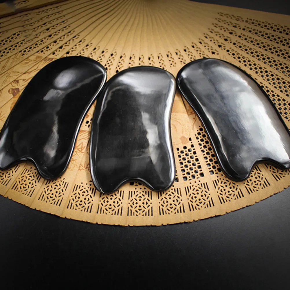 

2Pcs Guasha Board Natural Ox Horn Massage Tool Smooth Edges for Skin Safe Scraping Pain Relief Portable Facial Massager