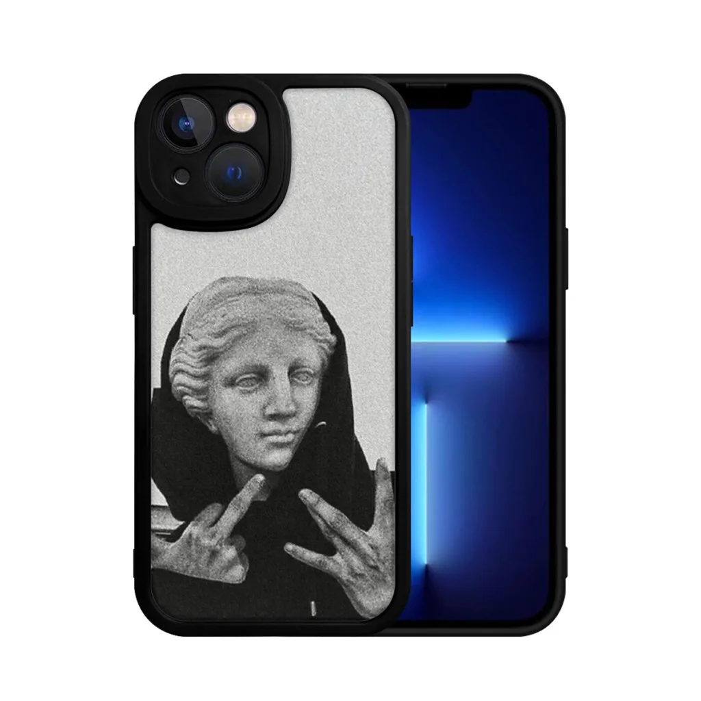 Funda de teléfono para iPhone 15 Pro Max Plus, funda de silicona suave, estatua griega con capucha