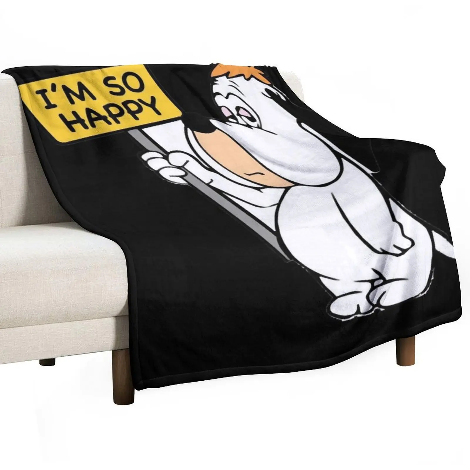 

Funny-happy-dog Throw Blanket Blankets For Sofas Sofa Throw valentine gift ideas Single Blankets