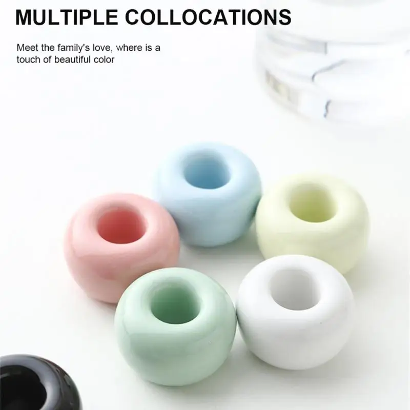 Ceramic Toothbrush Holder Thick And Round Fashion Toothbrush Holder Ceramic Material Bathroom Supplies Simple Toothbrush Holder