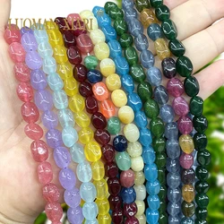 8x10MM Natural Stone Tourmaline Lavender Aquamarine Chalcedony Loose Spacer Beads for Jewelry Making Diy Bracelet Accessories