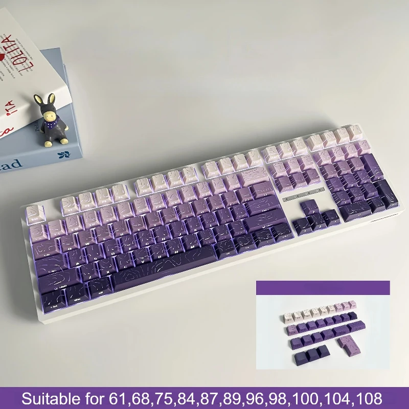 2025 Star Purple Contour 4.0 Keycaps OEM Height 135 Double-Color Small Full Set Crack Luminous For Gaming MX Mechanical Keyboard