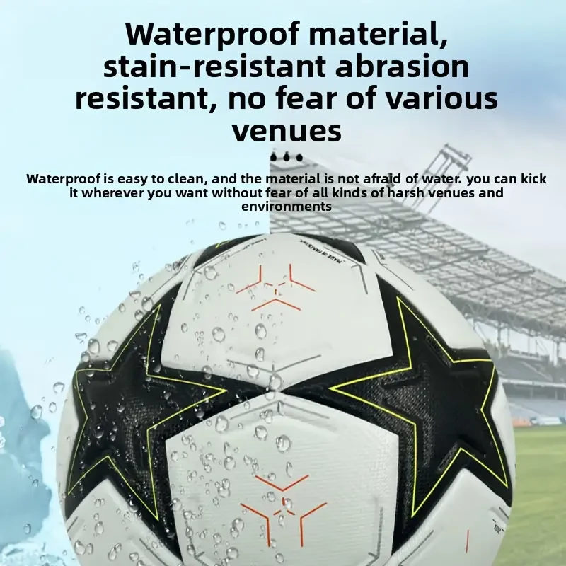 كرة قدم عالية الجودة مقاس 5 للشباب/الكبار لكرة القدم، مقاومة للاهتراء، مرونة عالية، التصاق حراري سلس، كرة الدوري #3