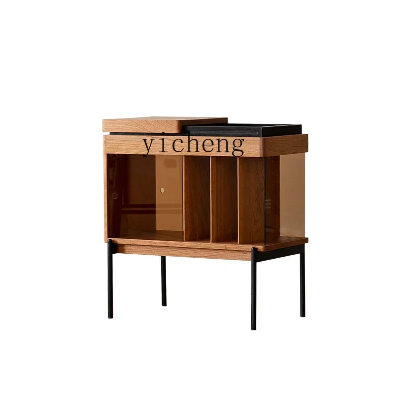 l2 Magazine Cabinet Cherry Short Cabinet Sofa Solid Wood Books and Newspapers Home Accessories