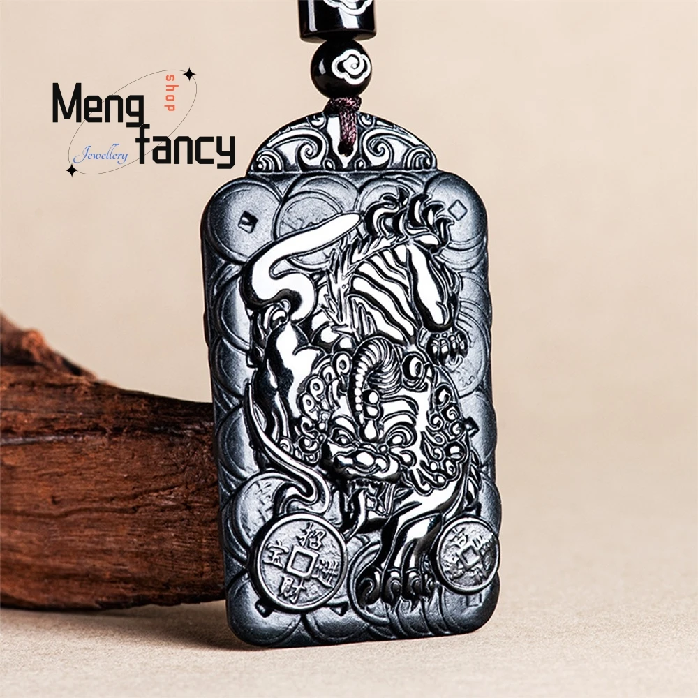 

Genuine Natural A Goods Jade Ink Jade Money Brave Ice Jade Pendant Men's And Women's Necklaces Fine Jewelry Luxury Necklace