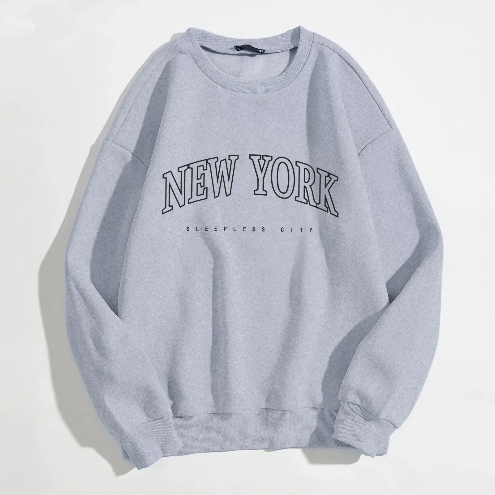 New York Fashion Loose Letter Printed Women Sweatshirts Casual Warm Long Sleeves Fashion O-Neck Hoodies Female Season Clothing