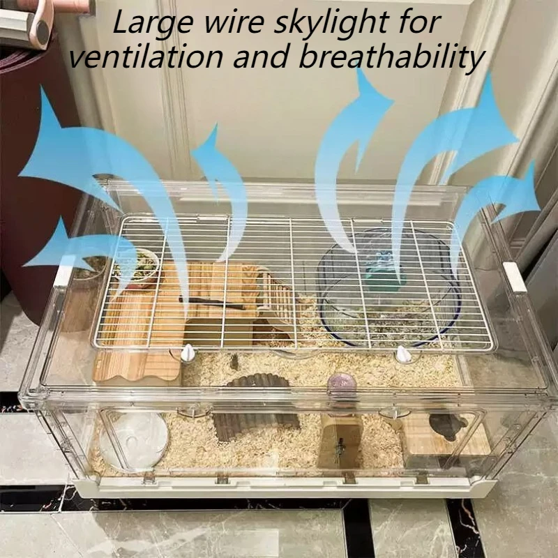 Folding Hamster Cage Large Space Breathable Golden Hamsters Breeding Cages Transparent Chew Proof Hamster House Small Pet Hutch - view 2