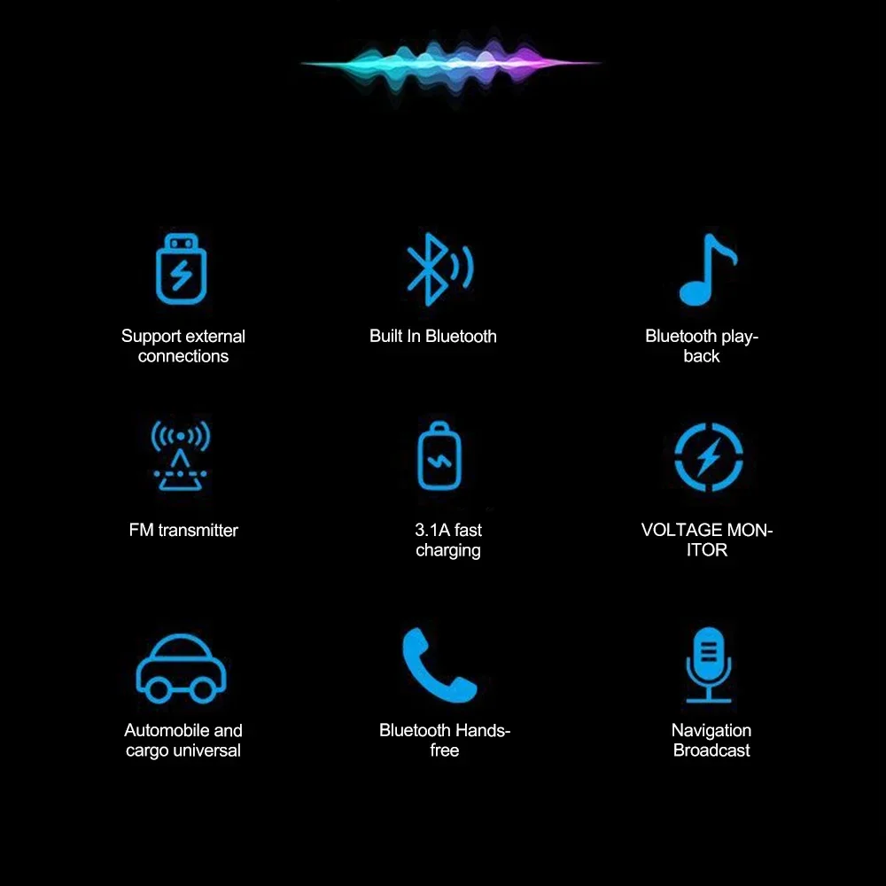 66W Bluetooth 5.0 FM Transmitter Car Phone Charger USB Cigarette Lighter Car Charger MP3 Music Player With Voltage Display