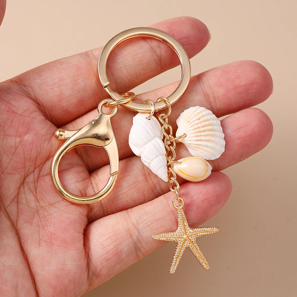 Aihua Bohemia Sommer Strand Niedlicher Seestern Muschel Schlüsselanhänger Schlüsselringe für Männer Frauen Handtaschenanhänger DIY Y2K Schmuck Geschenke – Detail 5