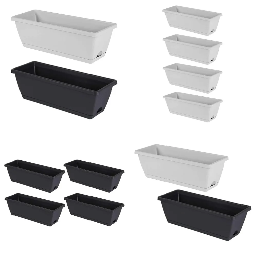 4 Pieces Window Box Planter Rectangular Pots Container Garden Flower Plant Pot for Home Decor Porch Patio Windowsill Yard