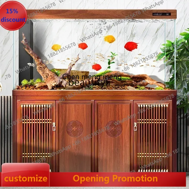 cn8617 ssNew Light Luxury New Chinese Bottom Filter Change Water Aquarium Large Living Room Home New Screen Floor