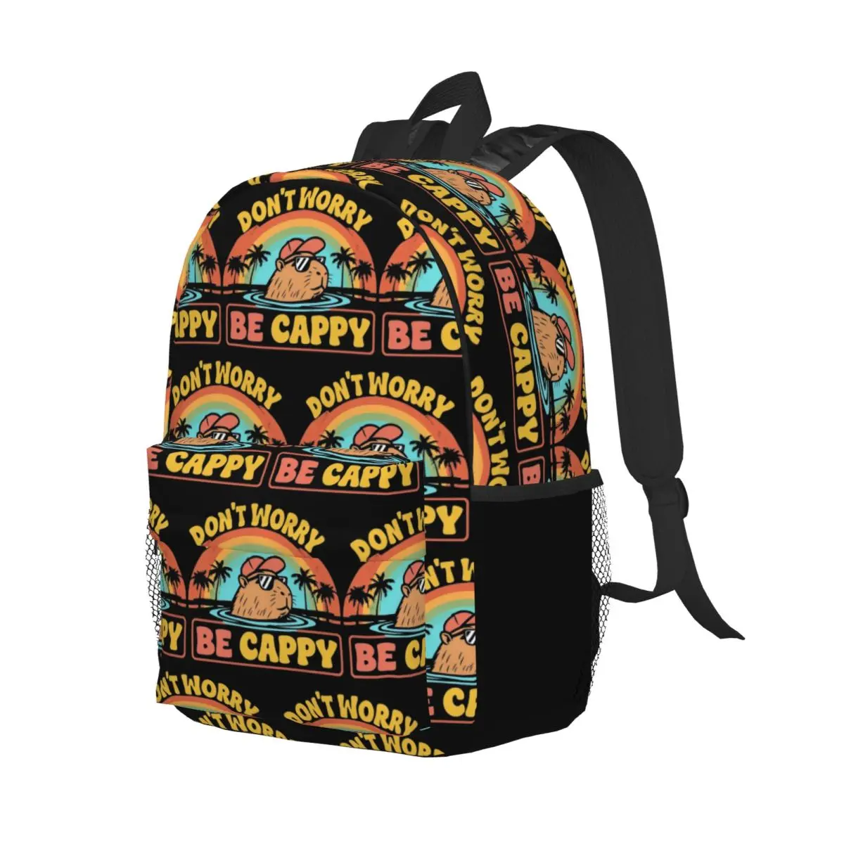 Embrace The Capybara Craze Don't Worry Be Cappy Backpack Student Boys Girls BookBag Men Women School Bag Laptop Shoulder Bags