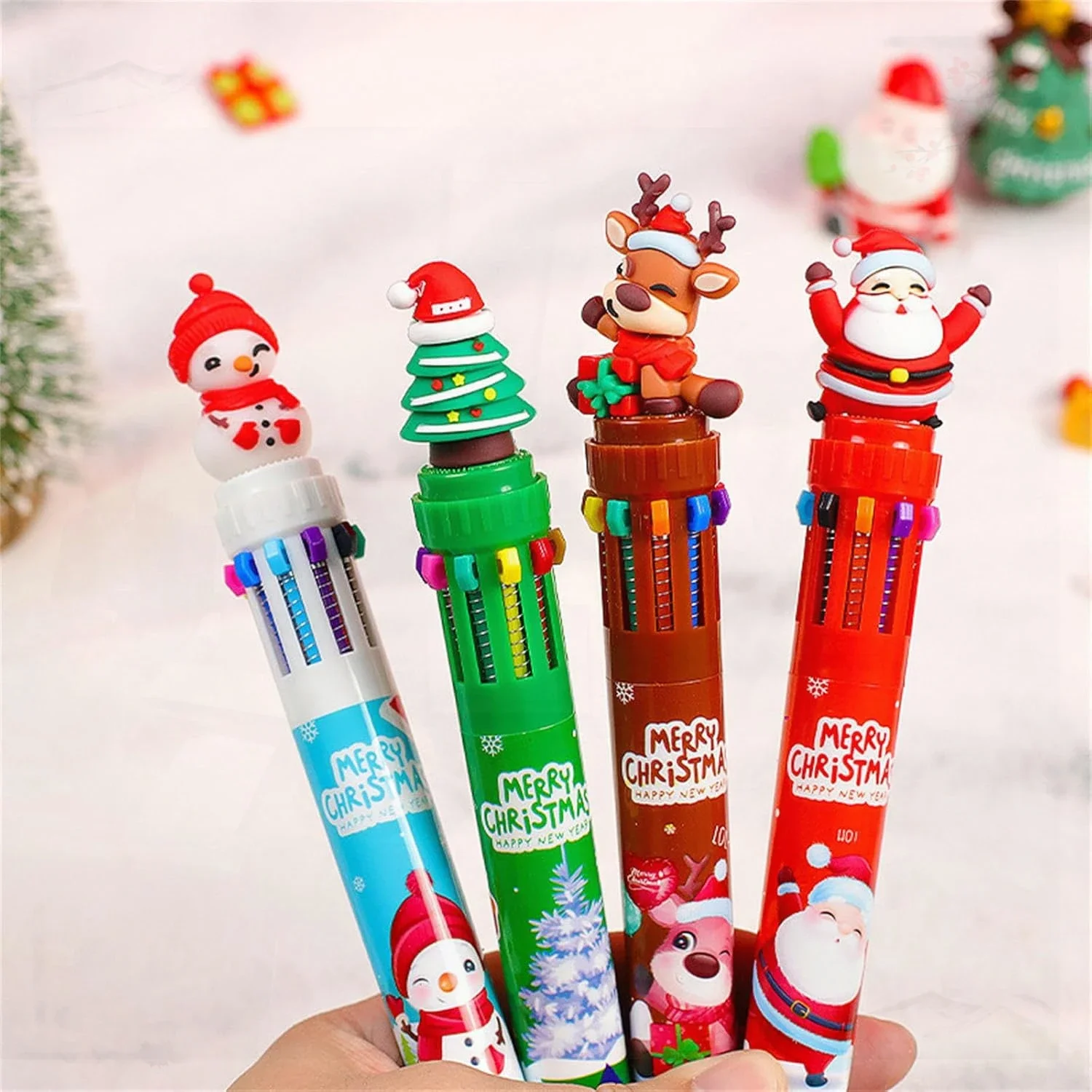 12 Pcs Wholesale 10 Colors Ballpoint Pen Stocking Stuffer Christmas Party Favor Supplies