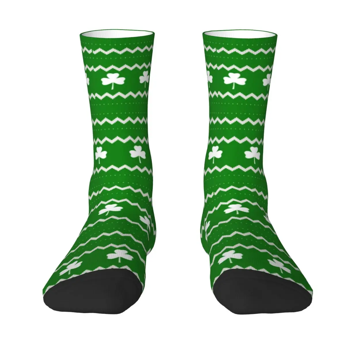 Shamrock Print Stockings Clover Fair Isle Design Funny Socks Autumn Anti Slip Socks Girls Running Soft Socks