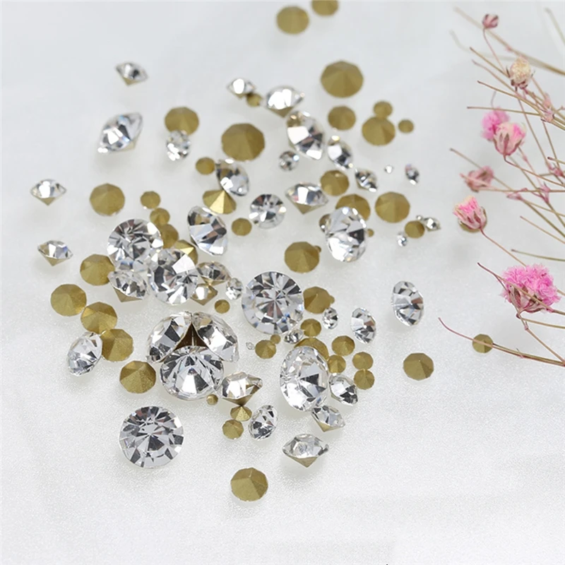 SS6-SS30 1440pcs Crystal Color To Choose Golden Point Back Resin Rhinestones Round Glitter Beads For Jewelry Making DIY Supplies