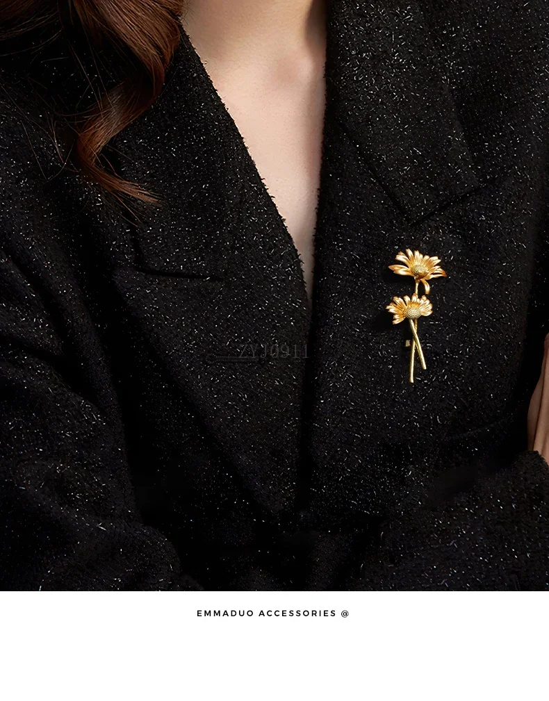 بروش عباد الشمس للسيدات خفيف فاخر عالي الجودة من إكسسوارات شيونغسام دبوس بدلة أنيقة رائعة على الموضة