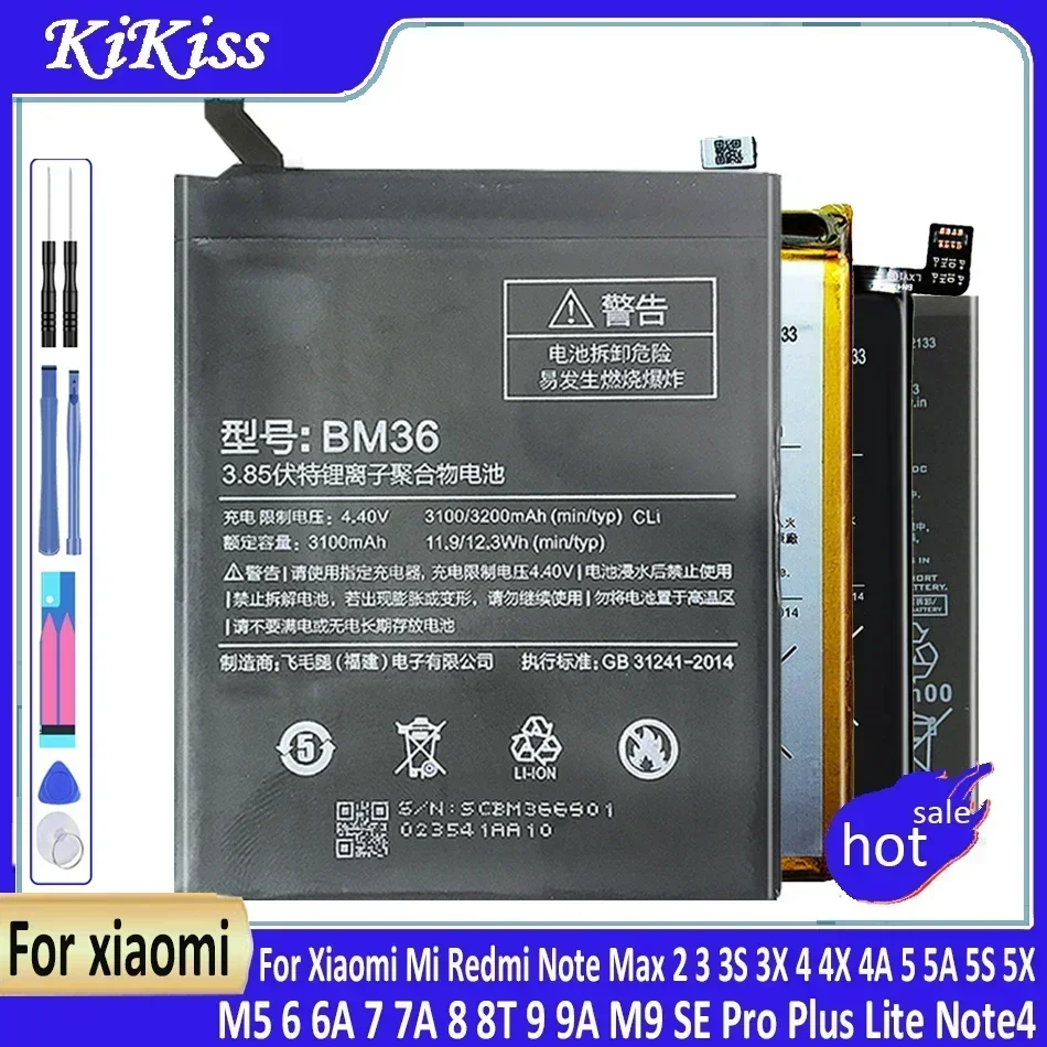 Battery For Xiaomi Mi Redmi Note Max 2 3 3S 3X 4 4X 4A 5 5A 5S 5X M5 6 6A 7 7A 8 8T 9 9A M9 SE Pro Plus Lite Note4 batteries