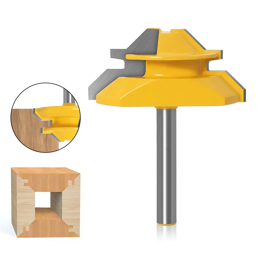 

1 шт. 1/4 "6,35 мм фреза с хвостовиком, резьба по дереву, 45 градусов, средний замок, торцовая фреза, резак по дереву, шиповый резак для деревообрабатывающих инструментов