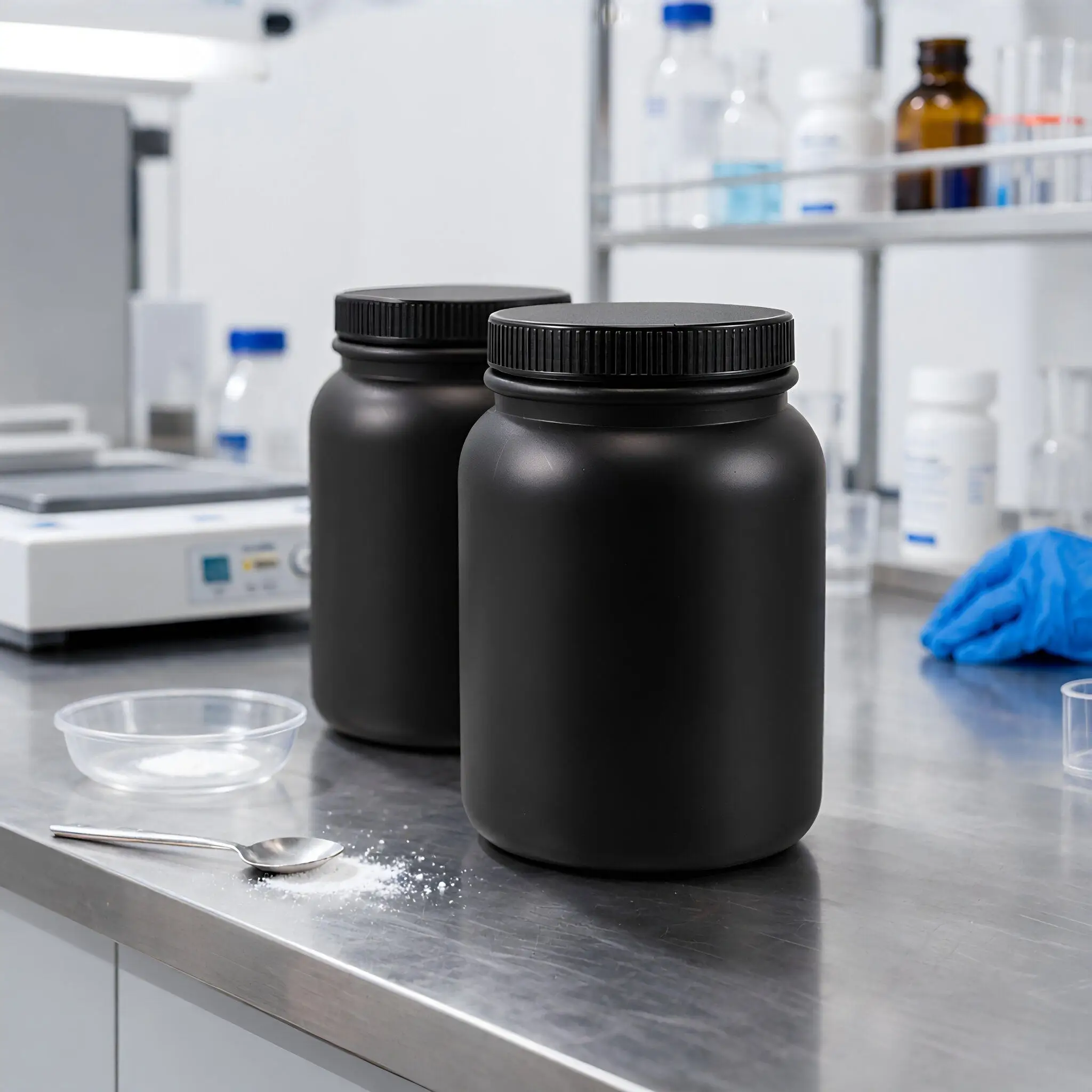 3Pcs Black Hdpe Powder Bottles Lightproof Leakproof Refillable Chemical Storage Containers Laboratory Industrial 2000Ml