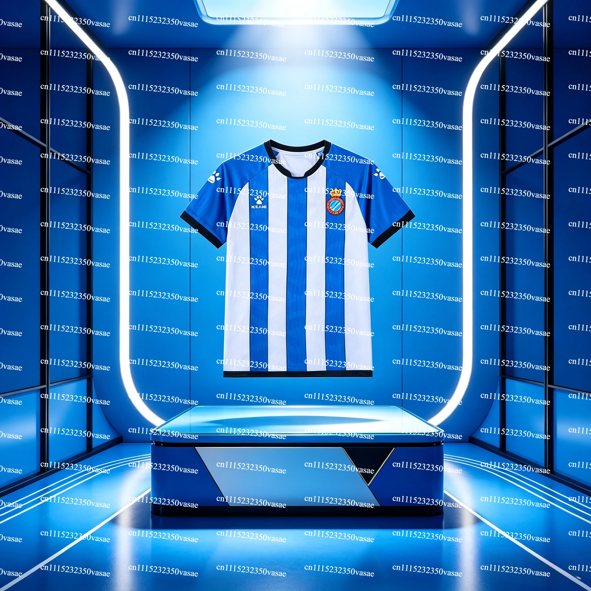 26‑27 RCD Espanyol Home Jersey Men Short Sleeve Kelme Football Shirt Blue‑White Vertical Stripe Soccer Uniform