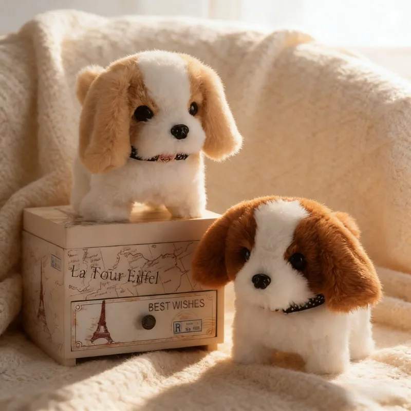Simulation Smart Pet Electronic Plush Dog Stuffed Doll Walk Bark Wag Tail Educational Interactive Toy Baby Kids Gift Play Toy