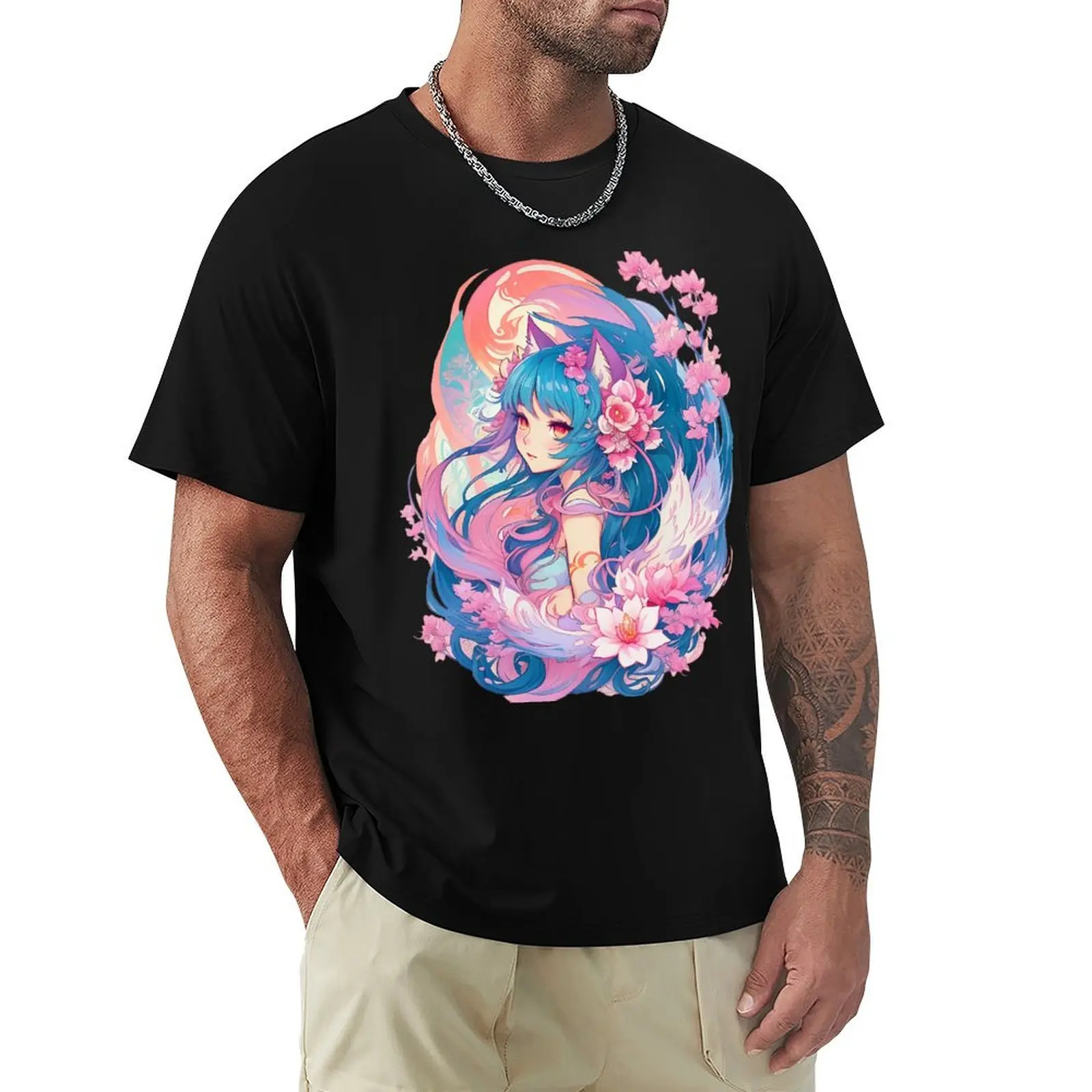 

Kitsune Cherry Blossom T-Shirt oversized blacks Men's clothing
