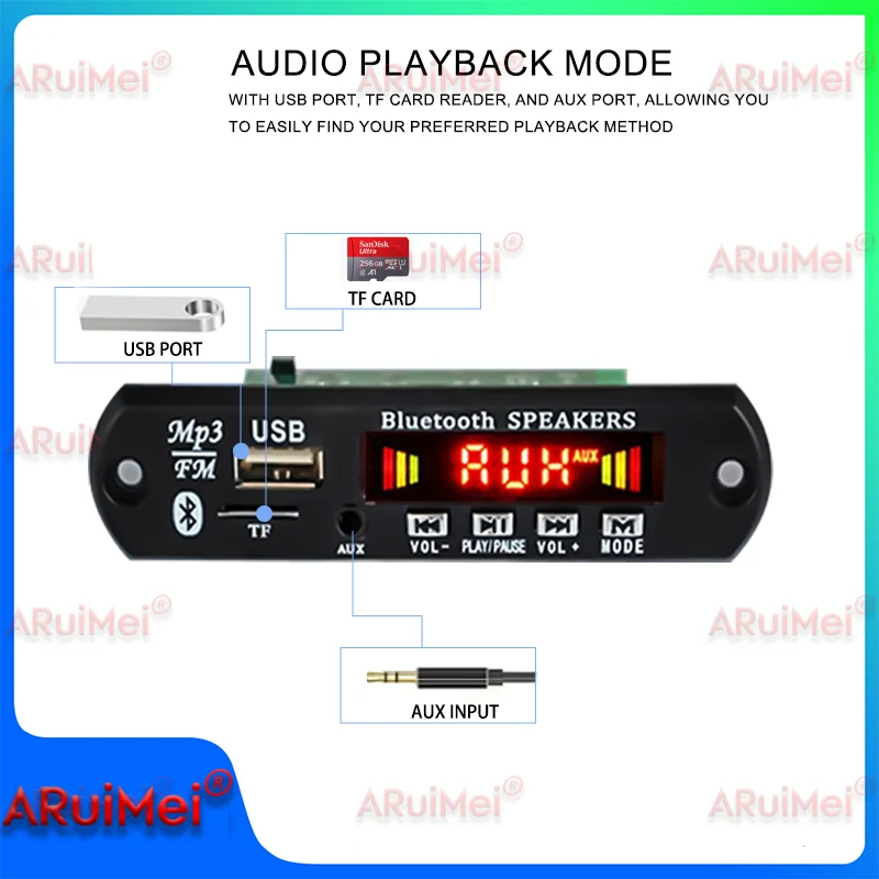 160W Amplifier Bluetooth 5.0 MP3 WMA APE Decoder Board DC 12V Handsfree Car Audio USB TF FM Radio Mp3 Music Player Speaker