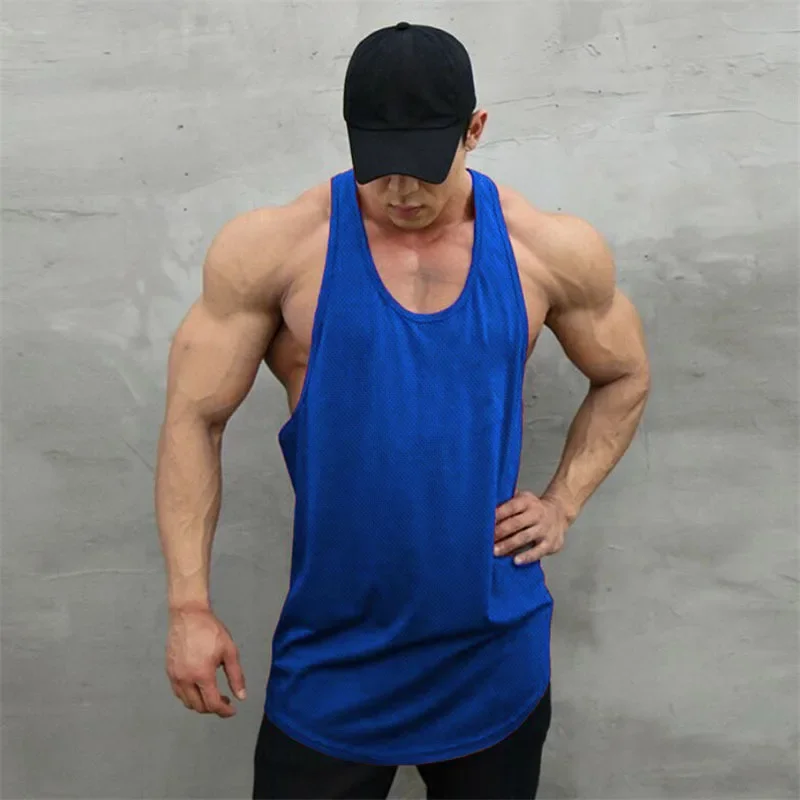 New Summer Brand Vest Mesh Gym Clothing Mens Tank Tops Sleeveless Shirt Bodybuilding Equipment Fitness Men\'s Stringer Tanktop