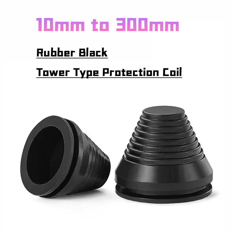 10mm~300mm Black Rubber Tower Type Wiring Grommets Protection Coil Dust Covers Plugs Tapered Cable Protector Firewall Hole Plug