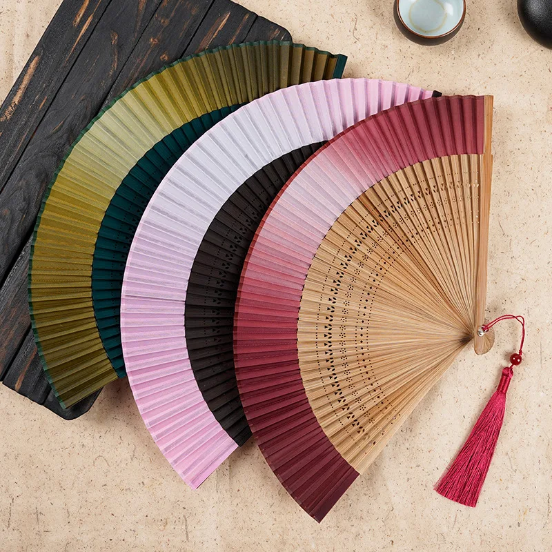 1Pcs Pretty Hand Held Fan Non-Breakable Ancient Fan Vintage Dancing Printing Wood Spanish Hand Fan Gift Home Decorative Fans