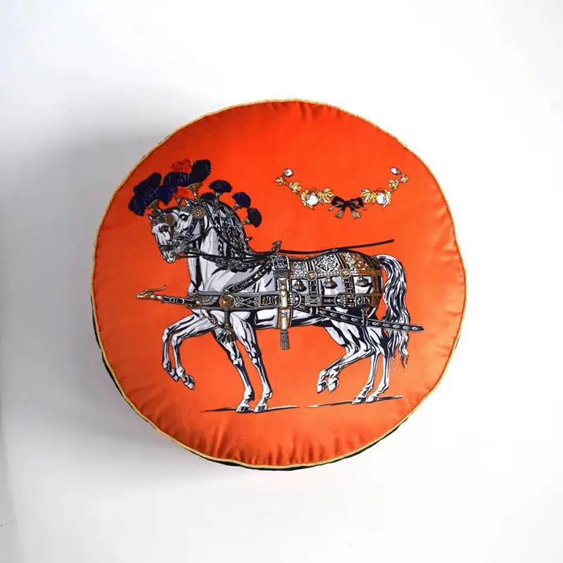 Croker Horse 45cm Round Shape Throw Pillow Cushion Cover - Duplex Printing Horse Pattern Couch Sofa Pillow For Living Room