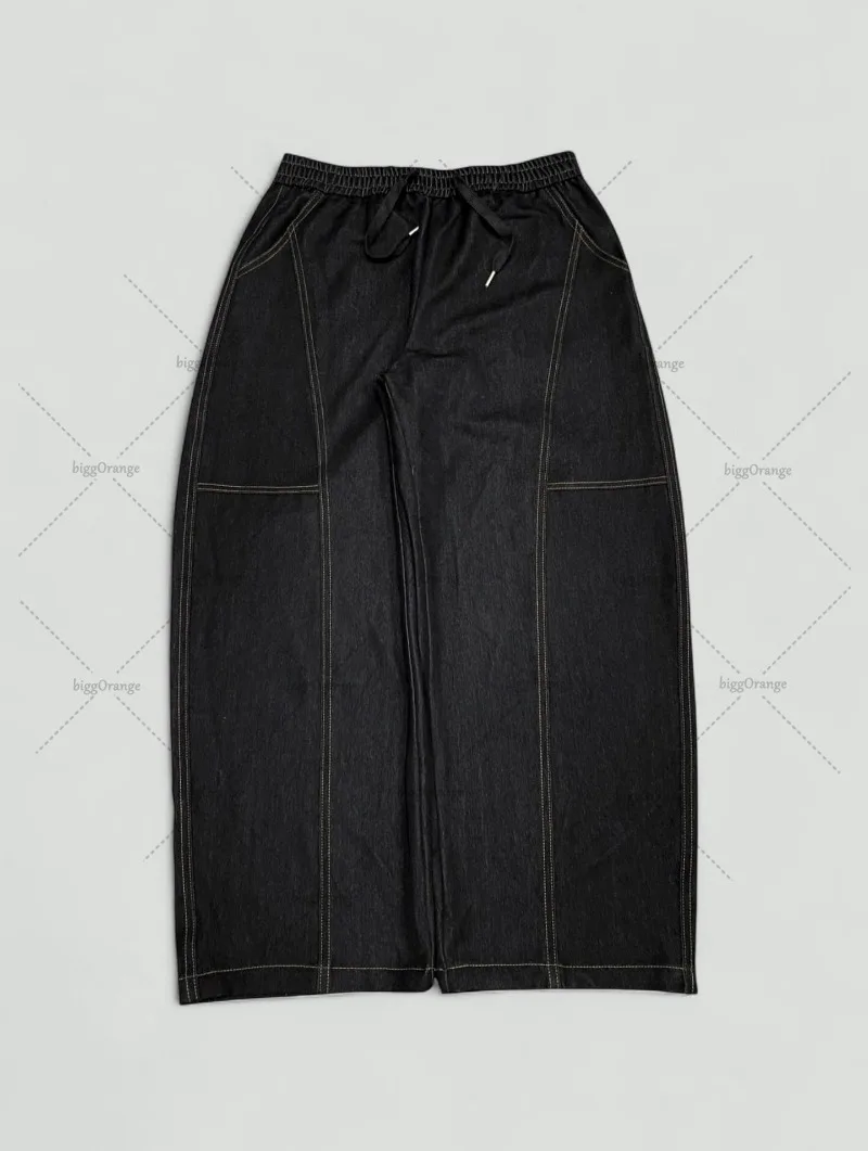 Harajuku Retro Yellow Line Jeans Men Y2k American High Street Washed High Waist Gothic Punk Oversized Wide Leg Pants Women
