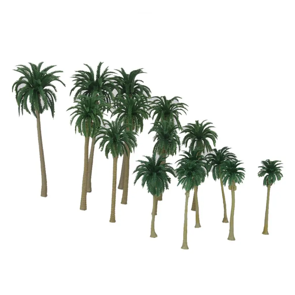 

15pcs Model Coconut Palm Trees Layout Landscape HO O N Train Accessory