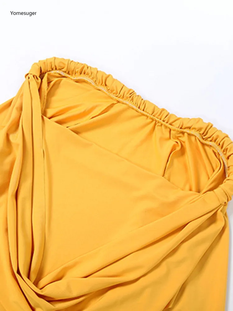 Yomesugar élégant froncé longues robes femme Hipster Sexy col pivotant manches longues maigre robes minuit bal fête Clubwear