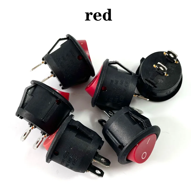 6Pcs 20mm Diameter Round Rocker Switches Black Mini Round Black White Red 2 Pin ON-OFF Rocker Switch KCD1-105