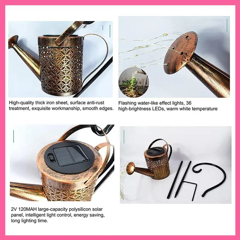 Solar Watering Can Light Landscape Sun LED Lamp Waterproof Outdoor Garden Decor Yard Porch Lawn Backyard