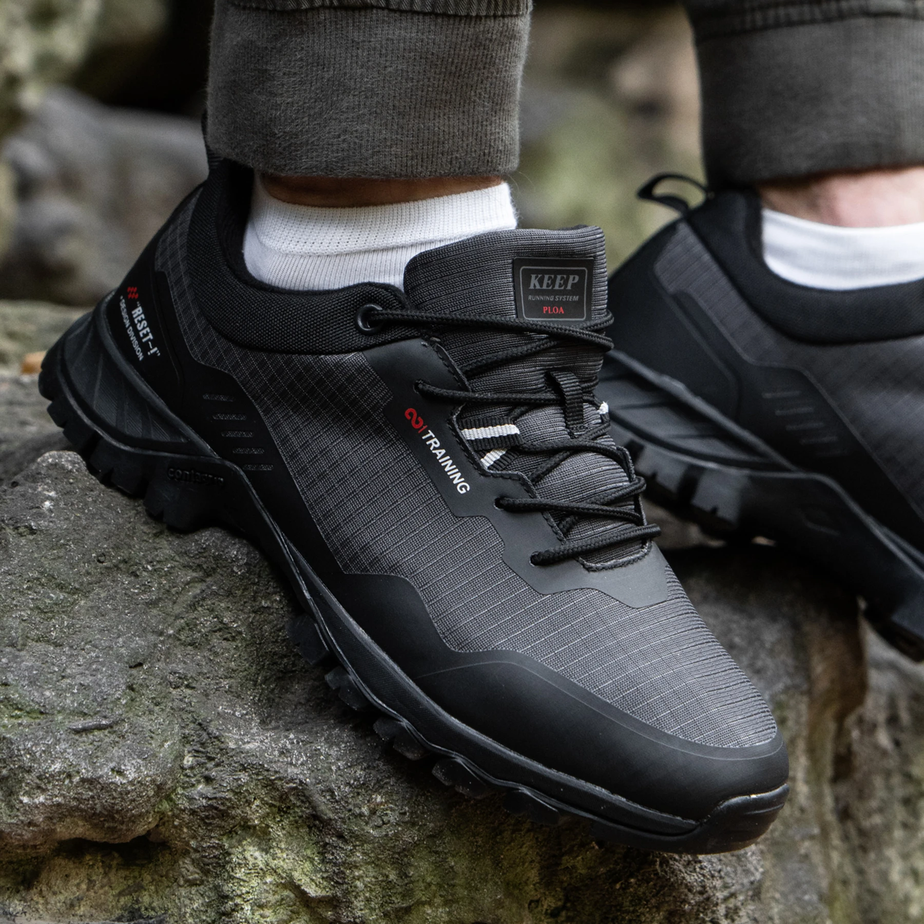 Baasploa Męskie Nowe Buty Trekkingowe Outdoorowe Wodoodporne Odporne na Zużycie Antypoślizgowe Sneakersy Męskie Casual Lekkie Sznurowane Buty do Chodzenia