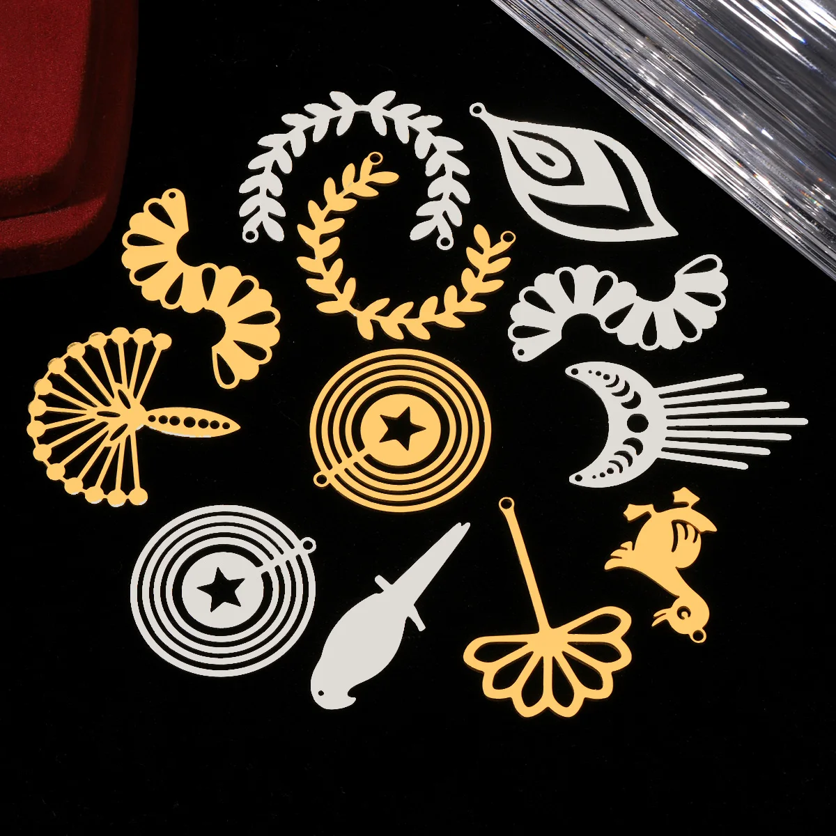 10pcs/Lot Stainless Steel Humming Bird DIY Charms Hollow Moon Moth Necklace Pendants Woman Spider Web Jewelry Wholesale