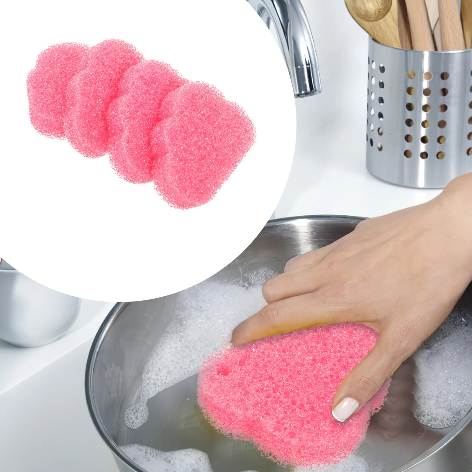 

4pcs Thermochromic Cleaning Sponges Thickened Kitchen Sponge Set For Dish Washing Scrubbing Pots Tables Bathroom Sink Reusable