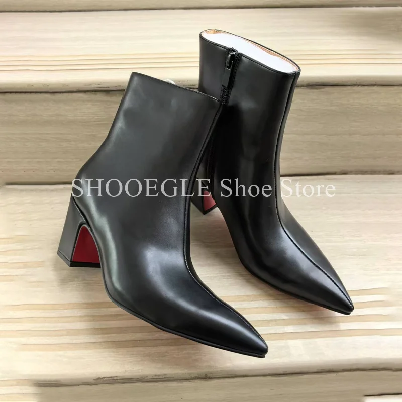 Pointy Classic High-heeled Men\'s Boots Black Winter Boots Retro Style Ankle Boots Zipper Casual Boots High-top Shoes For Men
