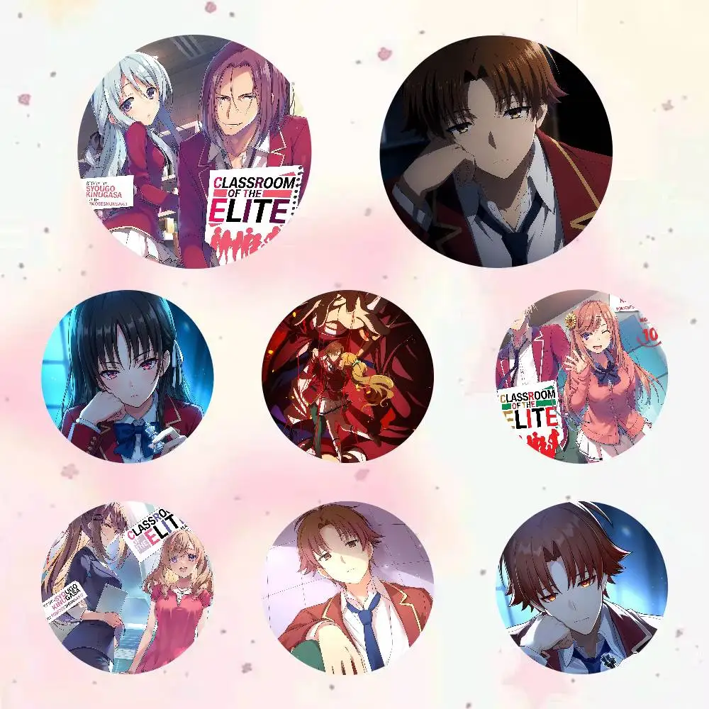 Anime Classroom Of The Elite Round Brooch Brooches Cartoon Badge Pins Backpack Hat Accessories Friend Gift
