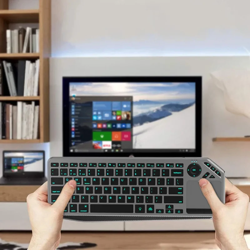 Wireless Touch Keyboard with Touchpad Type C Rechargeable 2.4G Bluetooth Dual Mode Computer Keyboard For Android/Windows