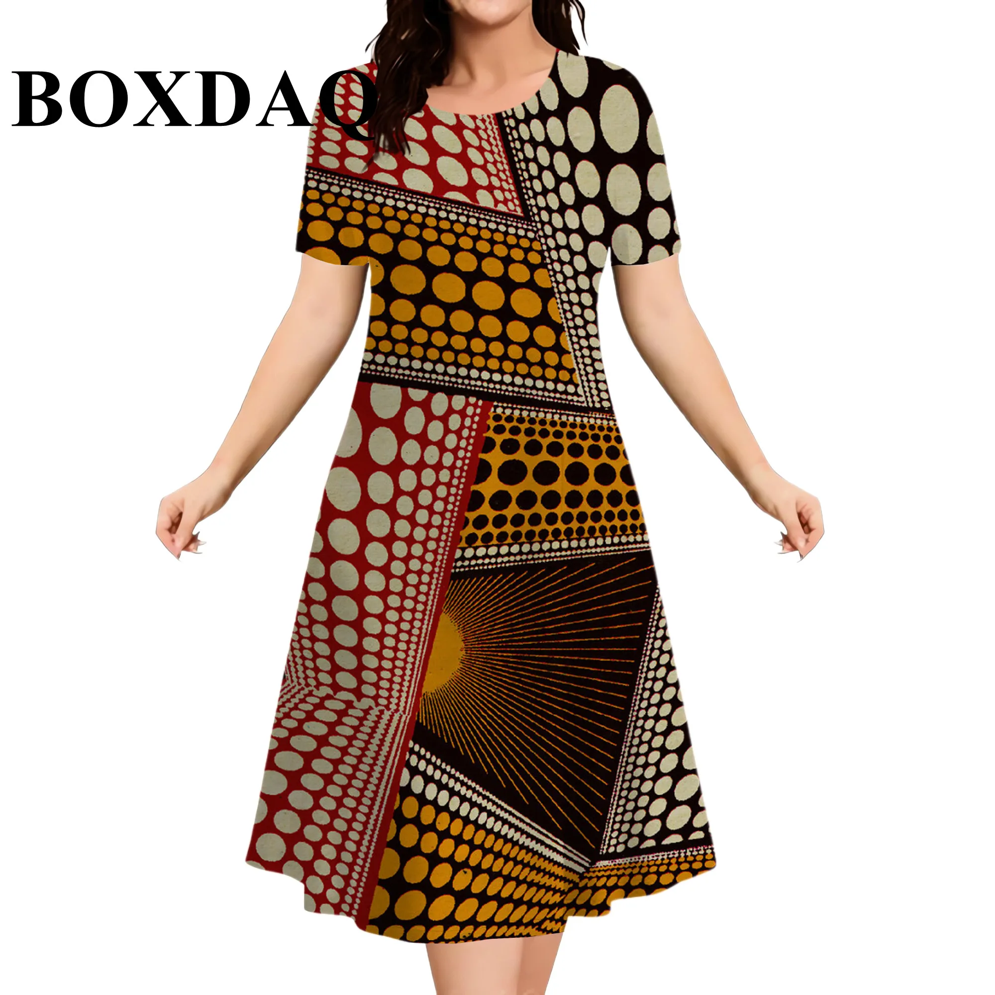 

Лето 2026, новый дизайн, женские платья, повседневное платье в этническом стиле с геометрическим узором и 3D принтом, платье с коротким рукавом, большие размеры 9XL