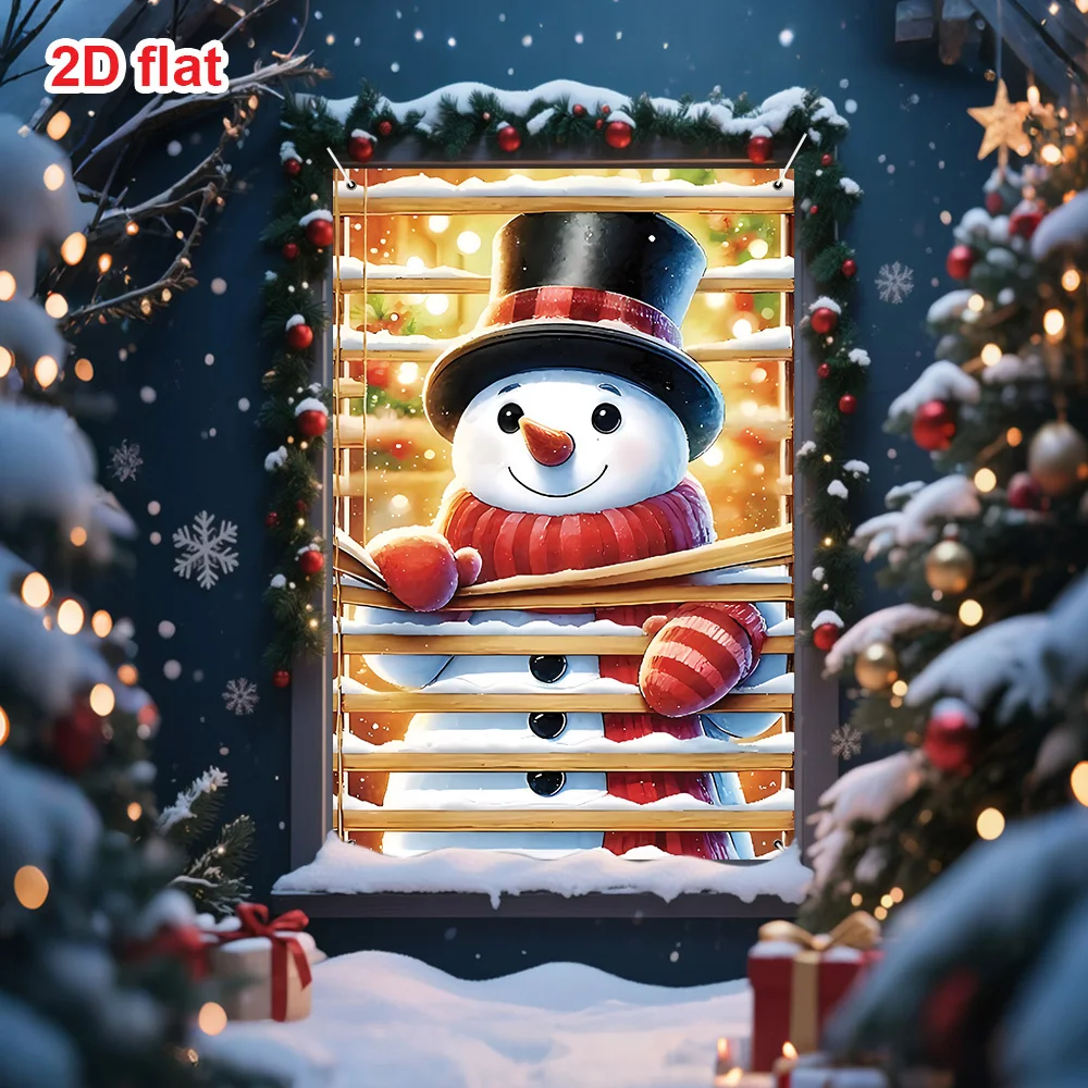 2D-Partybanner, 1 weihnachtliches dekoratives Fenster-Hängestück, Polyestergröße – Hintergrundtuch mit Weihnachtsmann-Motiv